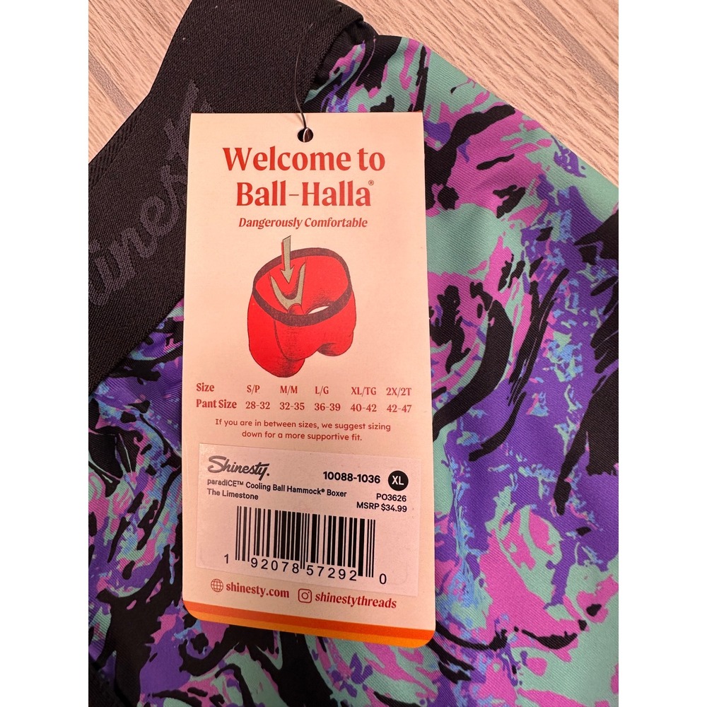 Shinesty The Limestone Ball Hammock Cooling Boxer Briefs Purple Teal XL NWT - Picture 6 of 7